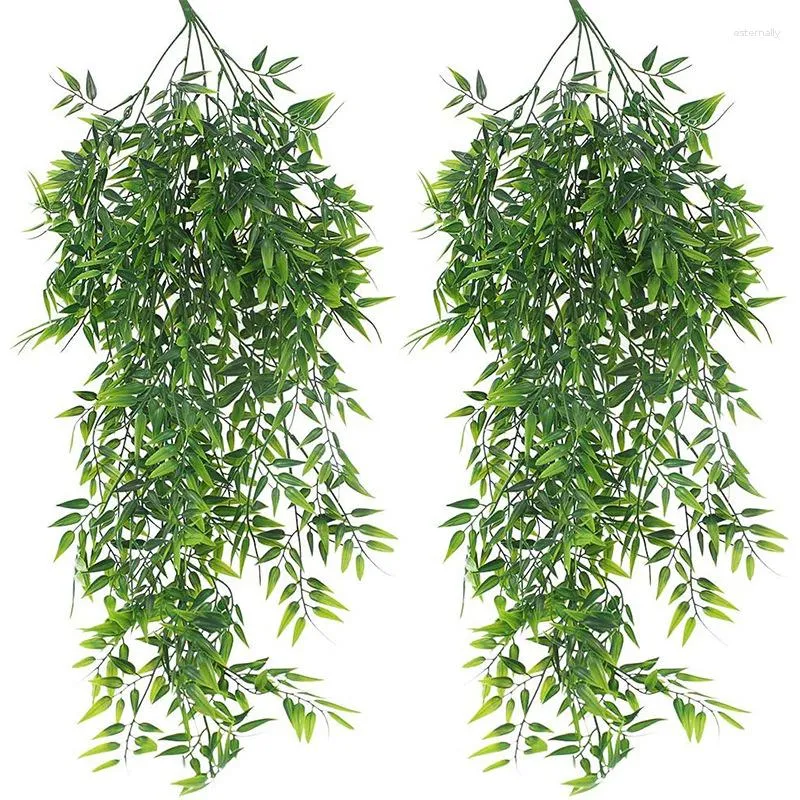 Decorative Flowers Faux Willow Rattan Fake Hanging Vines Home Decor Artificial Plant For Patio Porch Outdoor Wedding Party Wall Garden