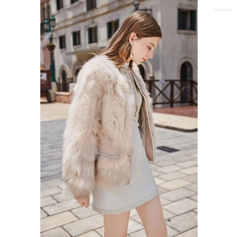 Women s Jackets Fashion Faux Fur Jacket Coat Women Long Sleeve O Neck Fluffy Overcoat Woman High Quality Cropped Plush Pearl Femme