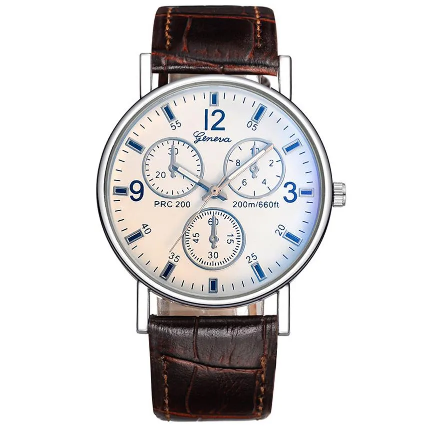 Tre ögon Flat Watch Quartz Classic Fashion Mens Wristwatch212G