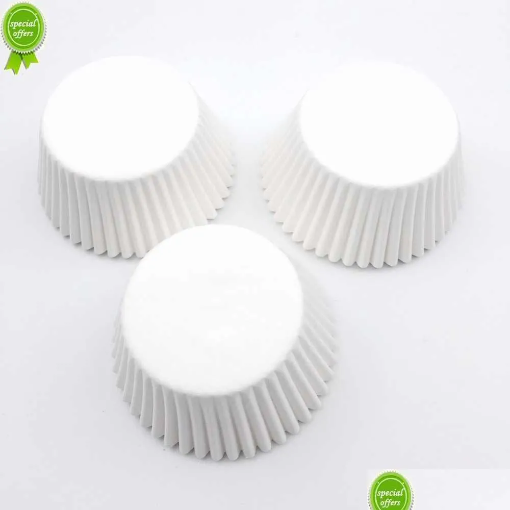 Stampi da forno Nuovo 100 Pz/lotto Bianco Puro Fodere per Cupcake Food Grade Carta Cup Cake Muffin Custodie da Cucina Stampi Drop Delivery Home Garde Dhovd