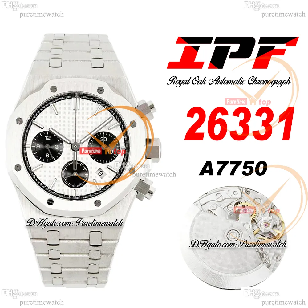 IPF 26331 ETA A7750 Automatic Chronograph Mens Watch White Black Dial Stick Markers Stainless Steel Bracelet Super Edition Herrenuhr Reloj Hombre Puretimewatch D4
