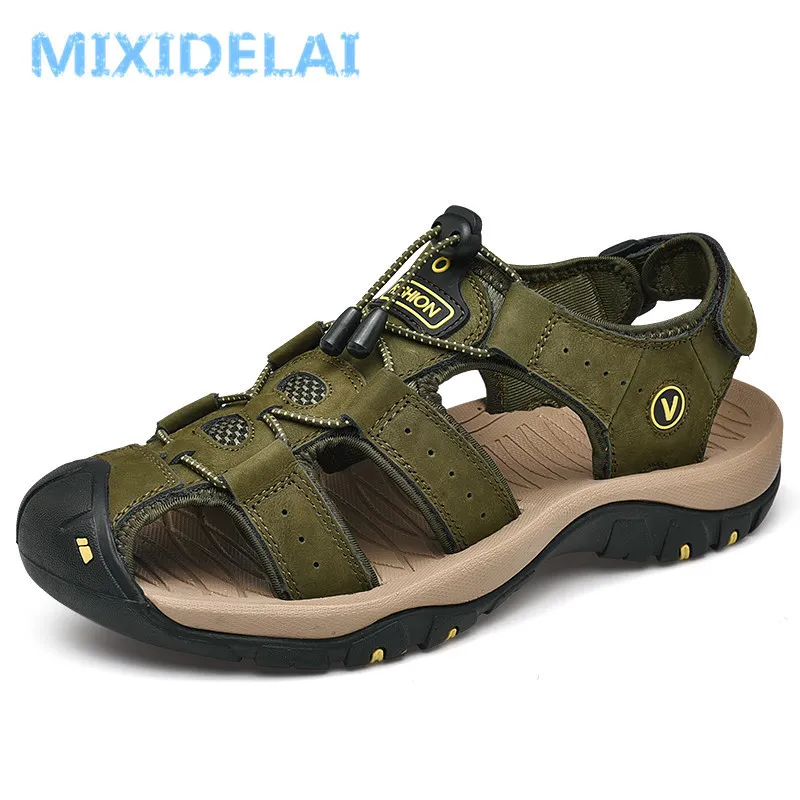 Echte heren mixidelai schoenen zomerleer mode buiten strand sandalen en slippers grote maten 38-48 230720 166