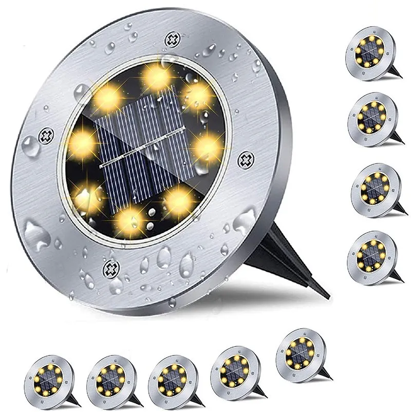 4/8/16 LED Solar Powered Ip65 Waterproof Light For Home Yard Driveway Lawn Road Ground Deck Garden Pathway Floor Mounted Lawn Lamp Outdoor Underground Solar Panel Lamp