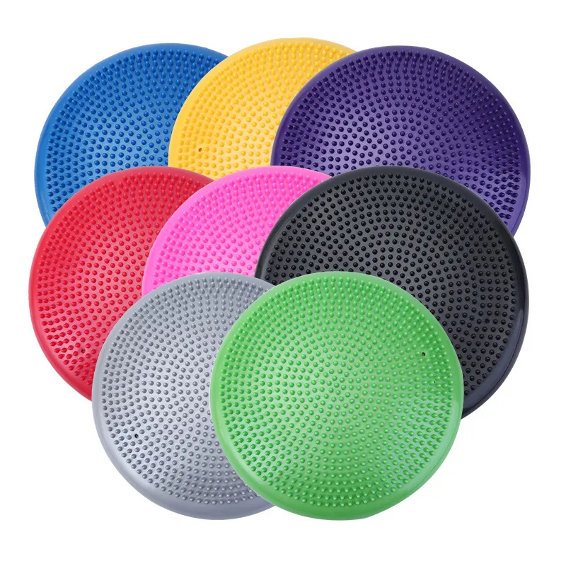 Partihandel 33 cm hållbar universell uppblåsbar yoga wobble stabilitetsbalans skiva massage kudde matta yoga träning fitness point massage boll