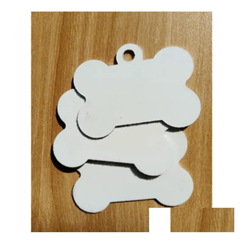 Dog Tag Id Card 2021 Dhs300Pcs Sublimation Diy Blank White Metal Bone Pet Tag Id Drop Delivery Home Garden Supplies Dhjzi