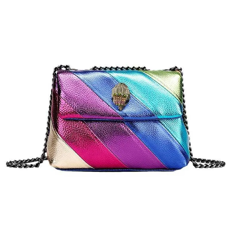 أكياس الكتف 2023 Fashion Rainbow Bag London Luxury Design Women Bags حقيبة جلدية حقيقية واحدة