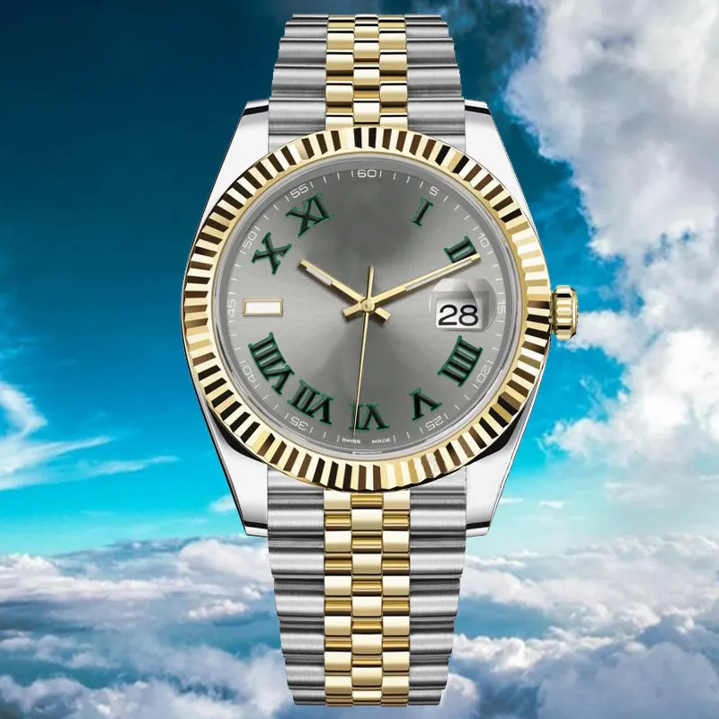 Zaufane zegarki Wysokiej jakości Rhodium Wimbledon 41 mm Automatyczne 2813 Ruch ze stali nierdzewnej Jubileuszowe paski Men Watch Papers Fullset Na ręce