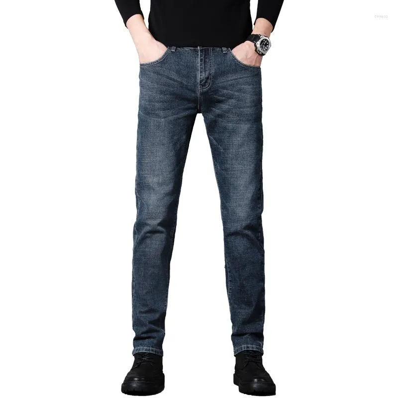 Jeans Masculino Calças Masculinas Business Fashion Lisas Regular Azul Stretch Clássico Tamanho Grande