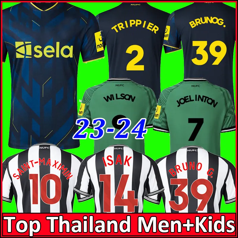 23 24 Isak Tonali Newcastle Home Away 축구 유니폼 130 주년 기념 봇맨 Bruno G Joelinton Tripier 2023 Maximin Wilson Target Football Shirl 남자 아이들 키트