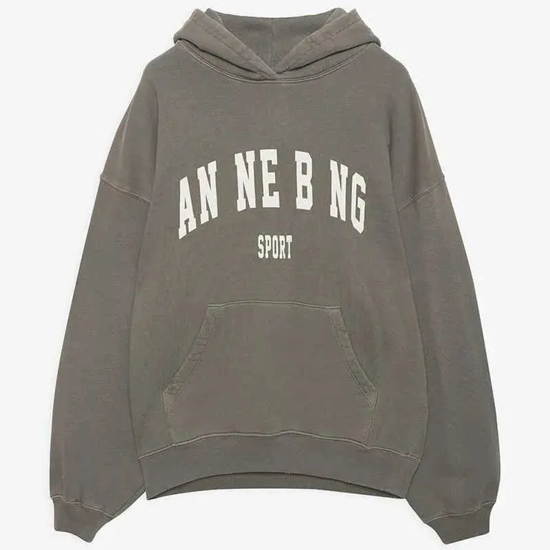 24SS Women Desginer Annie Bing Ab Fashion Cotton Hooded Huven Ny Classic Letter Print Wash Water Stir Fry Color Snowflake Loose Sweatshirt Hoodies