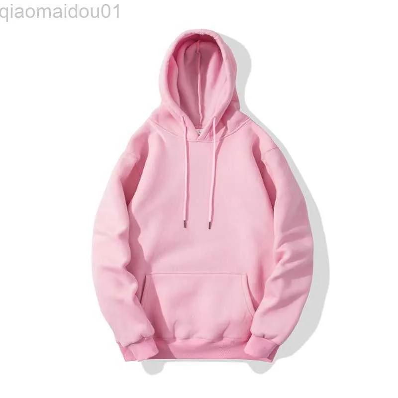 Erkek Hoodies Sweatshirts Moda Pembe Erkekler Kapşonlu Hip Hop Sokak Giyim Sıradan Hoodies Sweatshirts Esneklik Düz Renk Polar Kalın Sıcak Dişli Kufs L230721