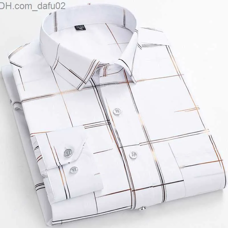 Мужские свитера плюс размером 6xl 5xl Мужская повседневная эластичная рубашка с длинным рукавом мягкая формальная мода Тонкая высококачественная деловая рубашка Z230721