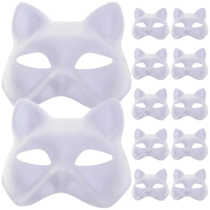 12 pièces masques d'animaux vierges masques de bricolage vierges masque de bal masque de peinture à la main demi-masque masque de bal pour Cosplay fête enfant femme