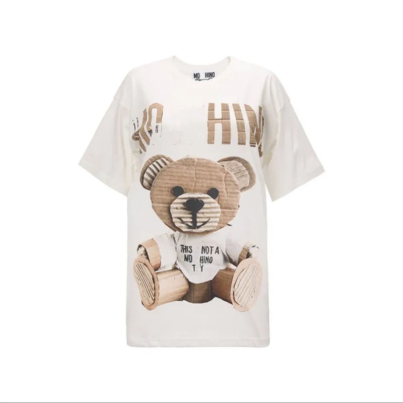 Designer Womens T-shirt Summer Italian Luxury Brands New Tees Cartoon Bear Stamp Loose Cotton Round Neck Mens Womens Tops Shirt Outdoor Leisure Couple Clothing 5OXG