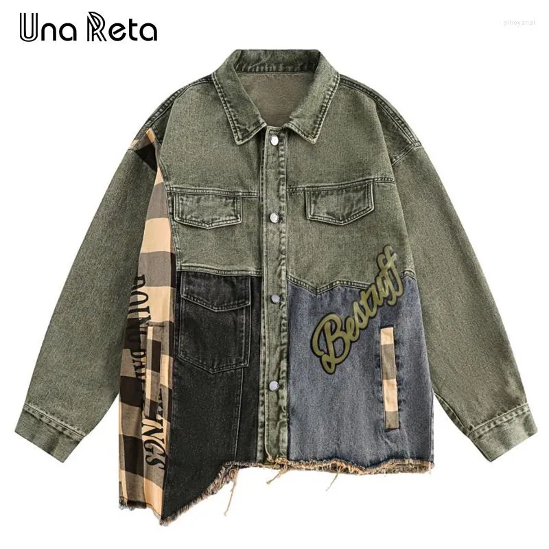 Giacche da uomo Una Reta Giacca di jeans retrò Abbigliamento da uomo Streetwear Cappotto da uomo Coppia di cuciture irregolari Hip Hop di qualità