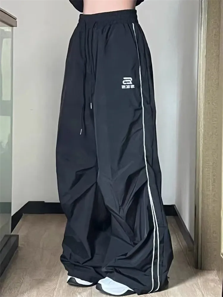 Erkekler Pants Y2K Erkekler Sokak Giyim Techwear Siyah Kargo Koreli Harajuku Paraşüt Pist Kadın Sweatpants Geniş Bacak Joggers Pantolon Kıyafetleri 230721