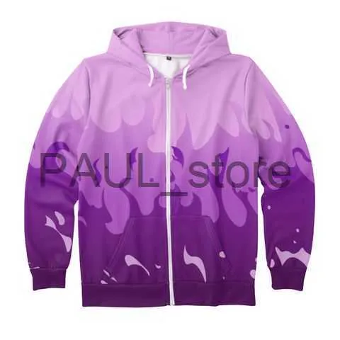 Moletons masculinos com capuz masculino feminino com capuz masculino com capuz Aphmau Merch moletom com zíper chama roxo e vermelho impressão 3D com zíper casaco moda masculino/feminino roupas infantis x0720