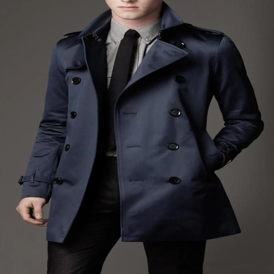 2019 nouvelle mode hommes longs manteaux d'hiver Slim Fit hommes décontracté Trench-Coat hommes Double boutonnage Trench-Coat UK Style Outwear268v