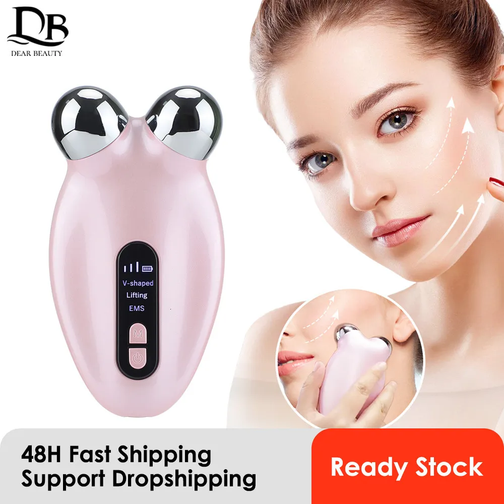 Face Massager EMS Roller Microcurrent Lifting Machine V Face Skin Rejuvenation Anti Wrinkle Beauty Device 230720