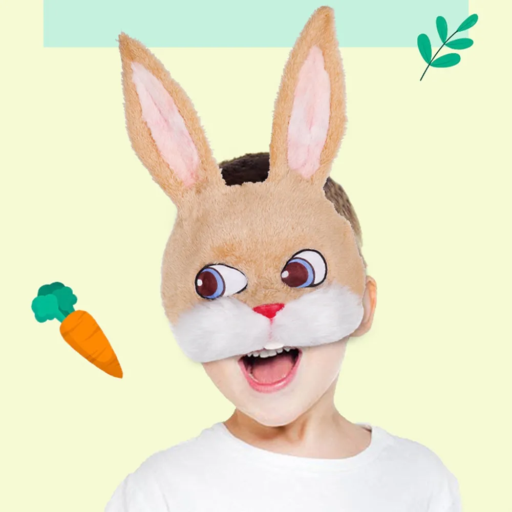 Barn vuxna söt plysch kanin mask halv ansikte kattmask cosplay prestanda prop påsk mardi gras mask masker parti carnaval mask