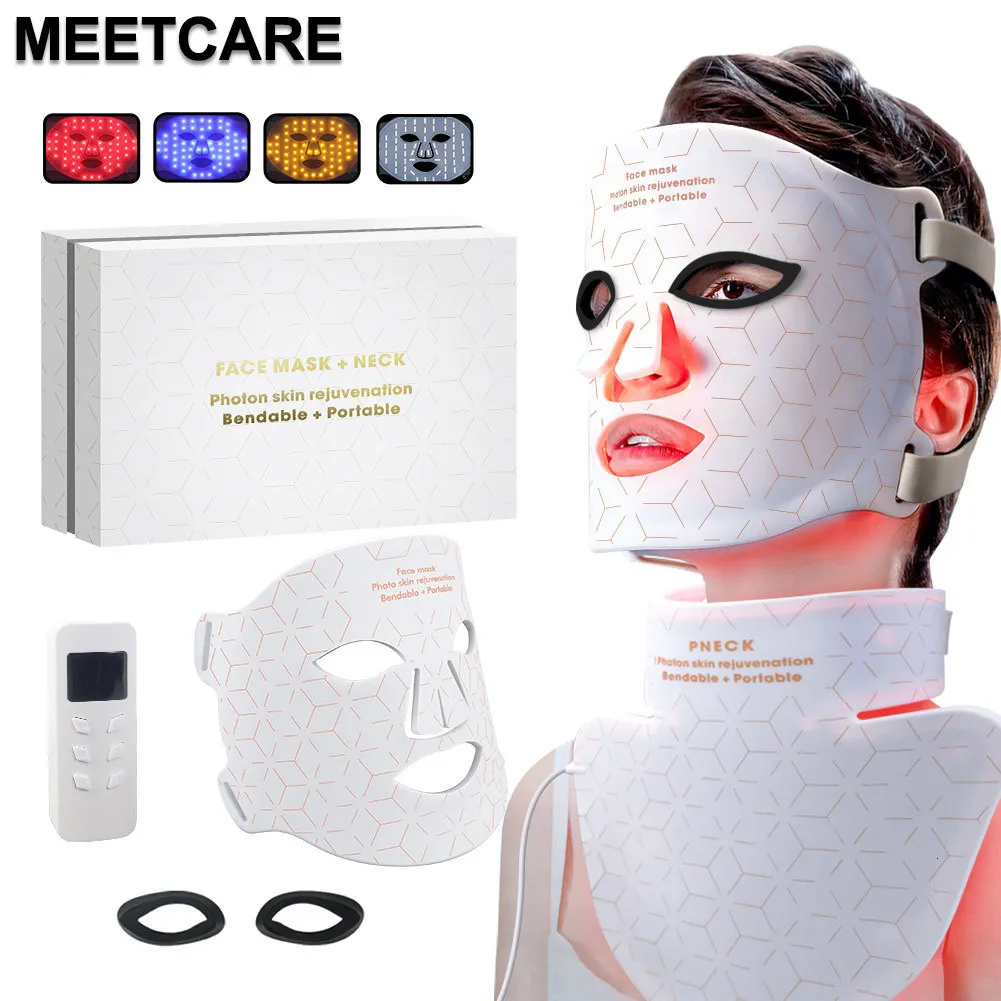 Face Care Devices 4 Colors LED Mask Silicone Gel Near Infrared P on Therapy Skin Rejuvenation Anti Wrinkle Removal SPA 230720