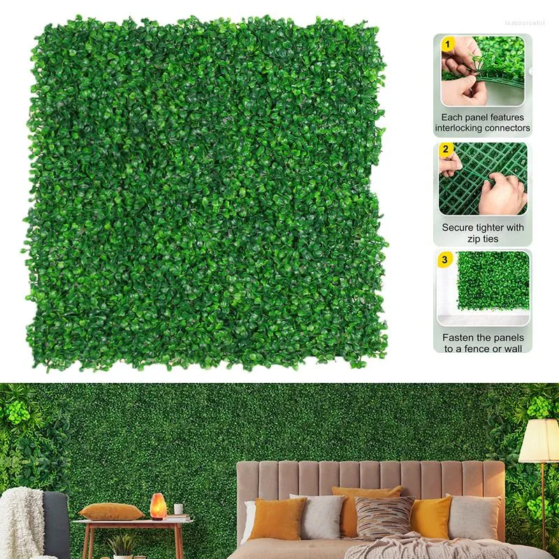 Flores decorativas plantas artificiais grama parede pano de fundo decoração buxo painéis de cobertura para interior ao ar livre casa jardim varanda decoração