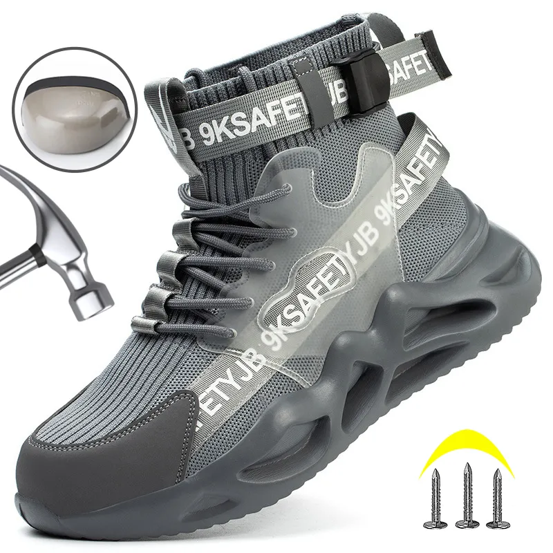 Sicherheitsschuhe Sommer-Arbeitssicherheitsschuhe High-Top-Sicherheitsschutzschuhe Unzerstörbare Anti-Smash-Stahlkappen-Arbeitsstiefel Anti-Pannen-Sneaker 230720