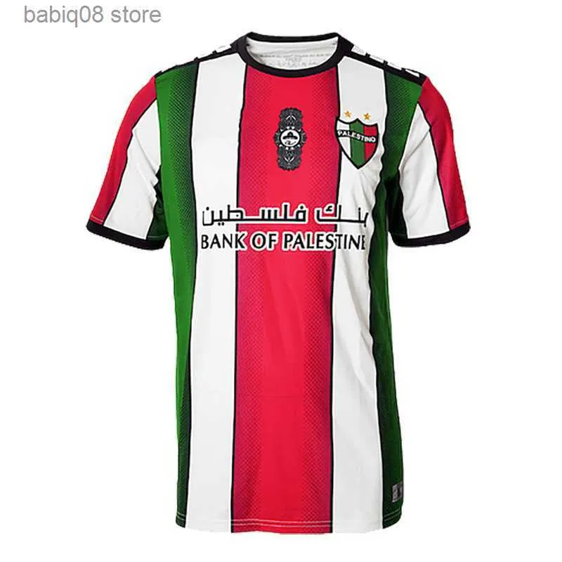 Les fans en tête de t-shirt 20 21 22 maillots de football Palestino pour hommes Jimenez Benitez Cortes à la maison rouge White à l'extérieur des chemises de football noir