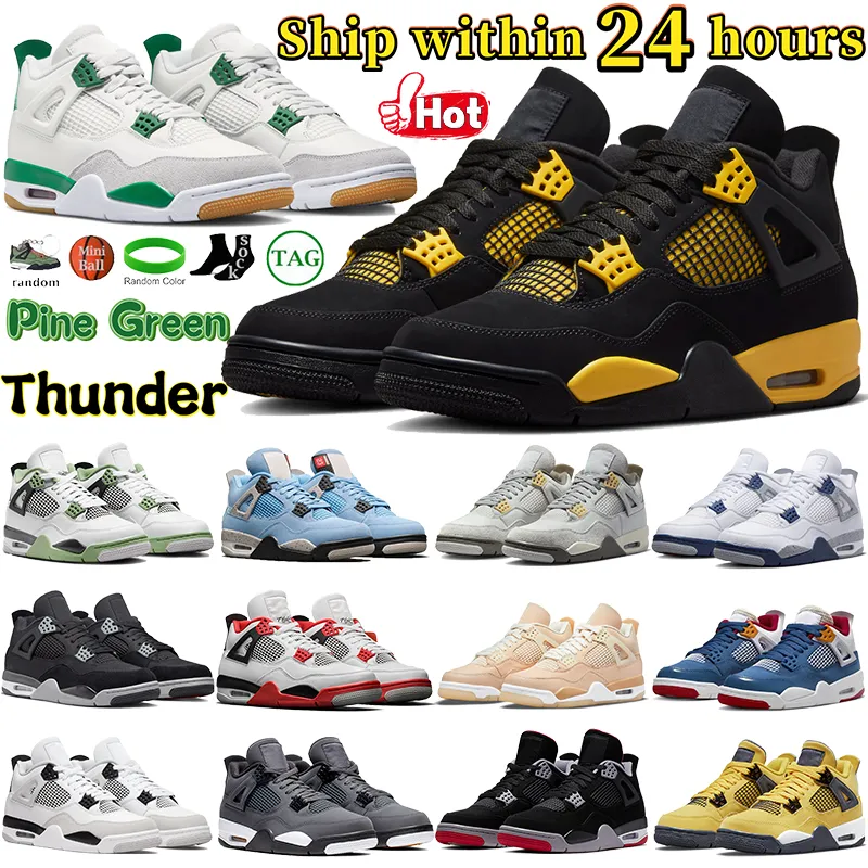 Mężczyźni Jumpman 4 4s Buty Basketball Buty Women Sports Snekers Red Thunder Pine Zielony Seafoam Czarne płótno White Oreo Sail University Blue For Mens Womens Designer Traners