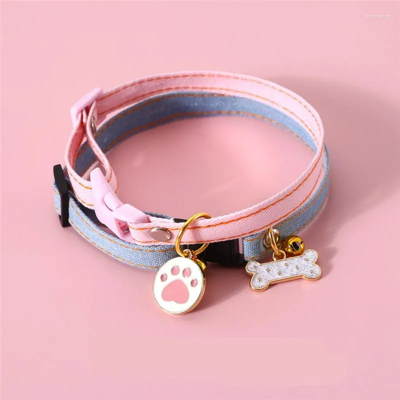 Halsbanden Leuke Kattenhalsband Denim Verstelbaar Klein Met Bellen Voor Puppy's En Katten Accessoires