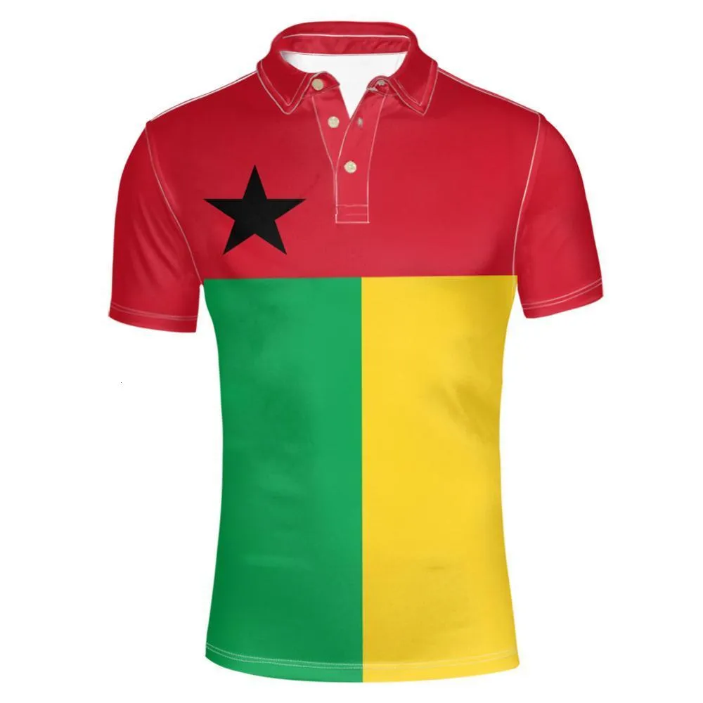 Herrpolos Guinea Bissau Youth Diy gratis anpassat namn nummer GNB Polo Shirt Nation Flaggand GW Guinee College Print PO kläder 230720