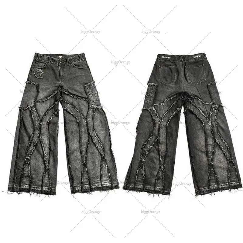 Męskie dżinsy y2k old myjone męskie dżinsy mody mody mody swobodny punkowy rock luźne proste spodnie nogi streetwear 230720