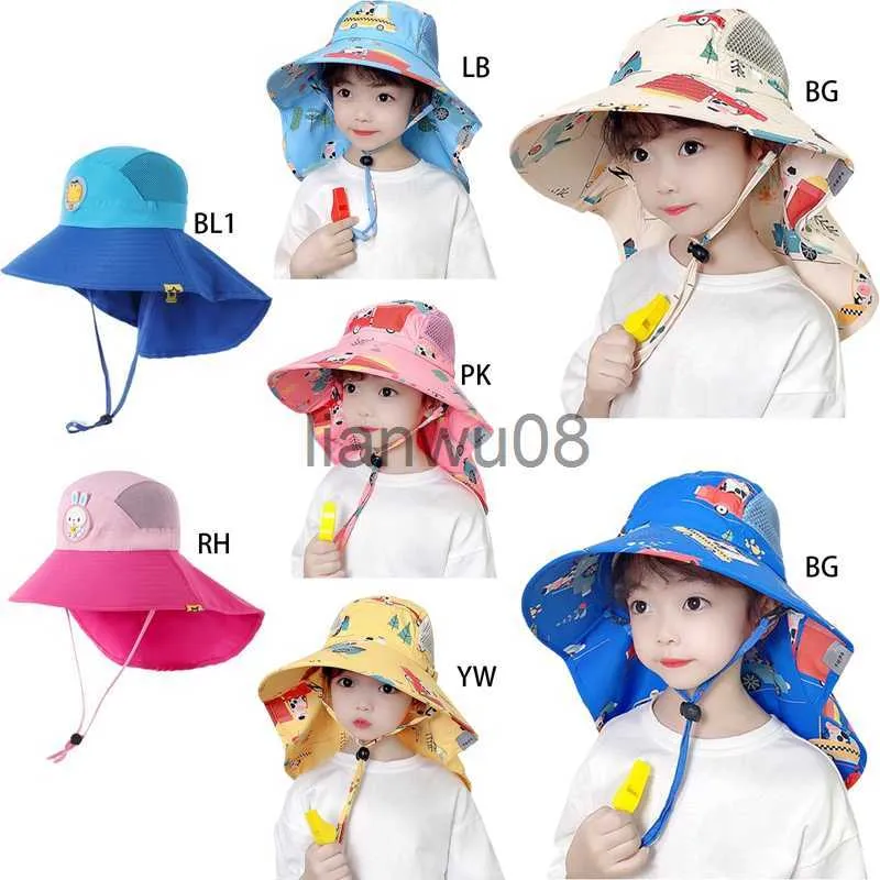 Caps Hats Summer Baby Bucket Hat 360 Bred Brim UV Protection Boys Girls Cap Children Panama Outdoor Beach Sun Hats Cartoon Fisherman Caps X0810