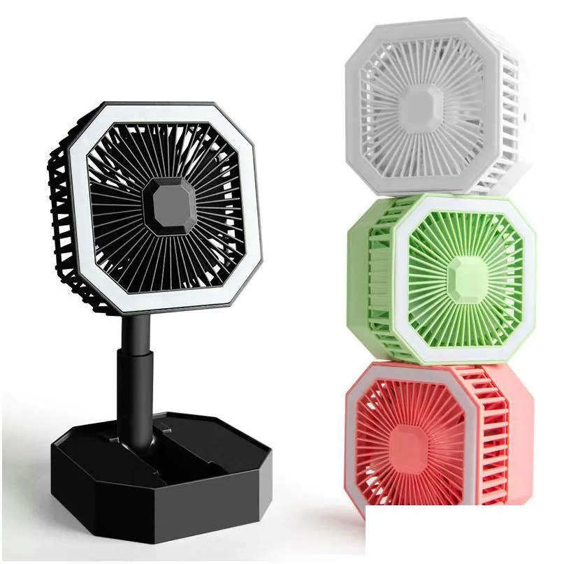 Andra festliga festförsörjningar Portable Folding Fan med LED Night Light Student Office Low Noise Desktop For Home Outdoor Cam Drop DHH2D