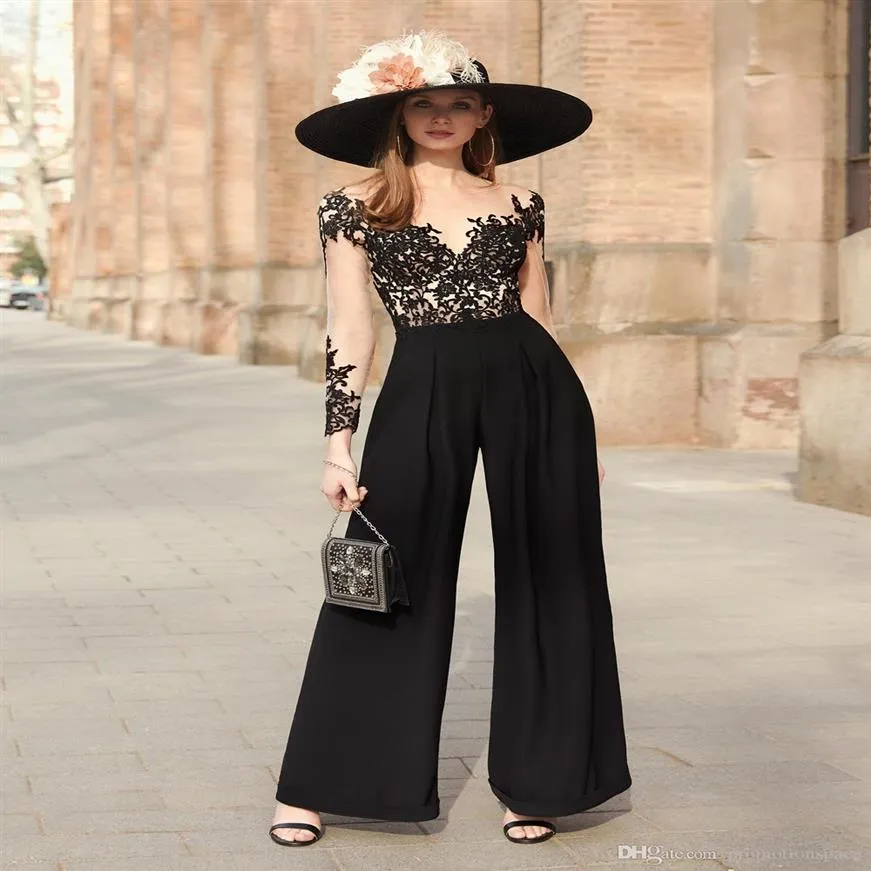 Elegant Lace Jumpsuit With Long Sleeves For Women Formal Evening