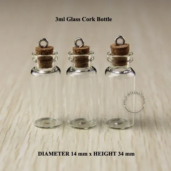 mini 50pcs 3ml Mini botellas de vidrio pequeñas viales frascos con corchos botella de tubo de ensayo de vidrio con corcho decorativo con corcho para colgantes nmd