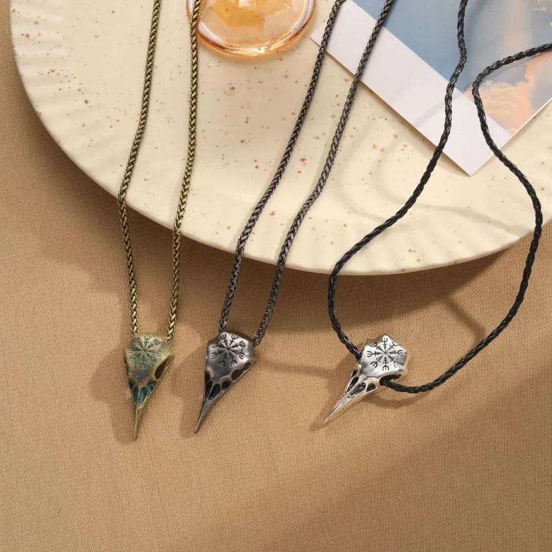 Pendant Necklaces Punk Vintage Metal Crow Bird Head Necklace For Women Men Creative Dark Cool Trendy Clavicle Chain Gothic Fashion Jewelry