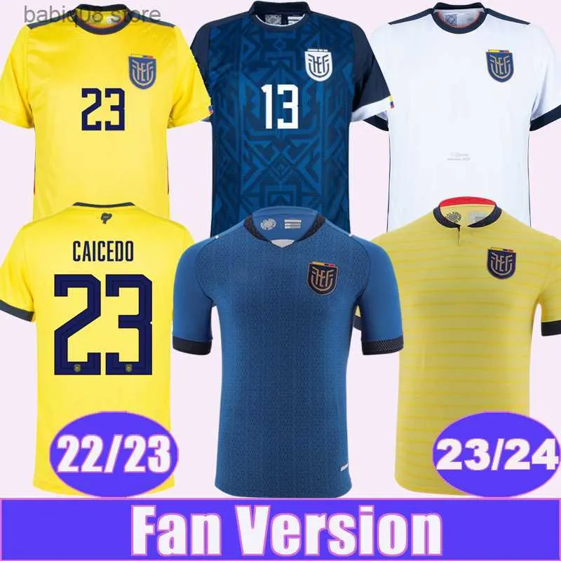 Fan tops Tees 2023 24 Ecuador estupinan Plata Mens Soccer Maglie 22 23 Martinez Hincapie D. Palacios M. Caicedo a casa 3a Fotball Shirts