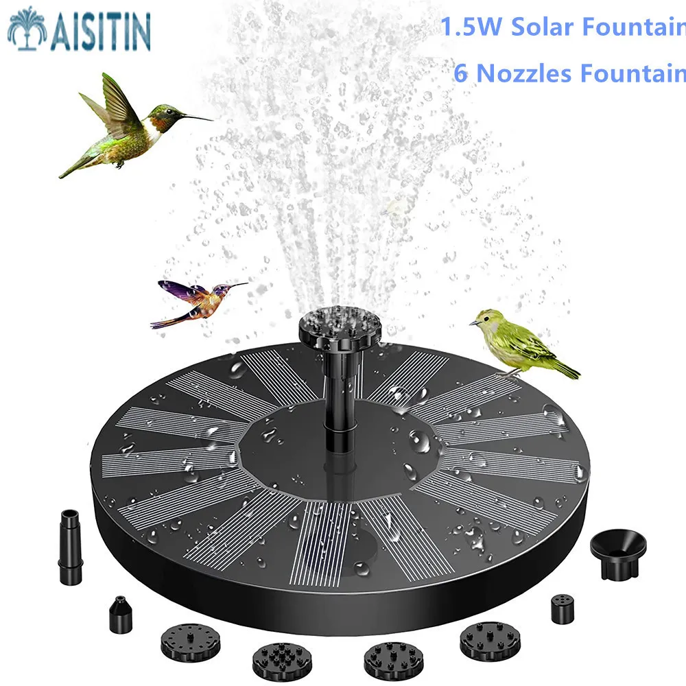 Dekoracje ogrodowe 15 W Upgrade Fontanny Solar Bird Bath Fontanny z 6 dyszami odpowiednie dla 230721