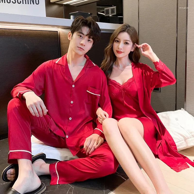 2023 Couples Ice Pajama Set Womens And Mens Sexy Hanging Skirt And Thin Long Sleeve Bathrobe For Spring And Autumn Men Sleepwear Set From Micandy 25.05 DHgate.Com