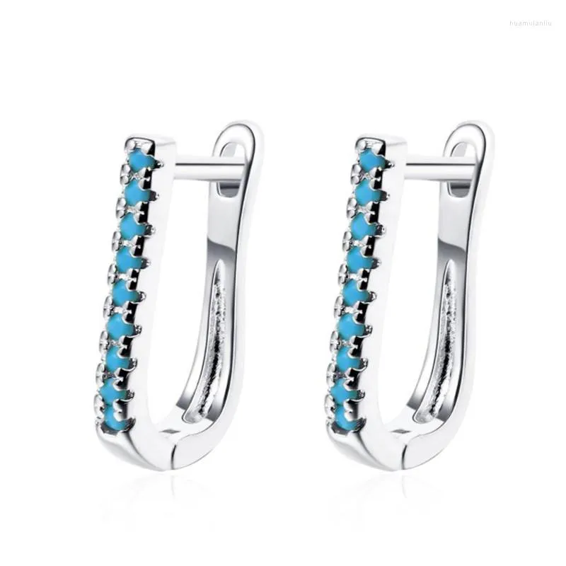Hoop Earrings Arrival Turquoise Gold For Women Jewelry Trendy Silver 925 Girl Accessories Lady Bright Zircon Bijou