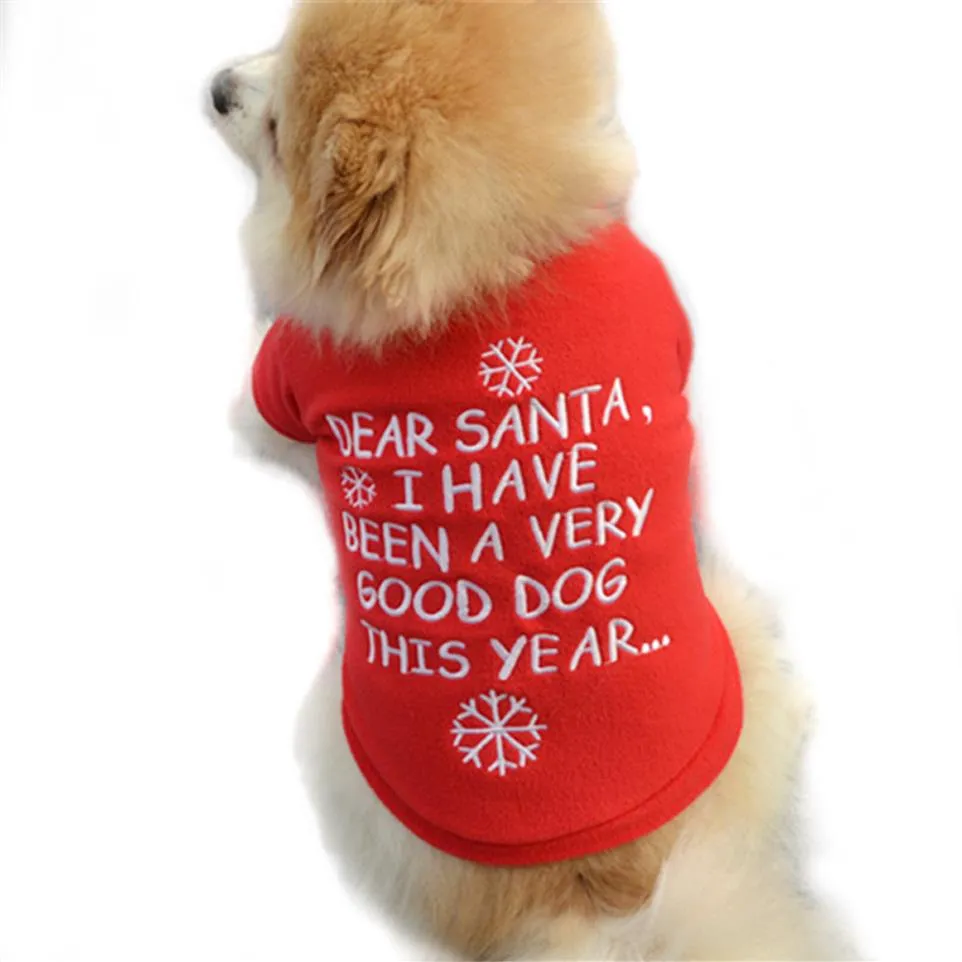 Chien polaire noël chien jouet vêtements pull noël rouge pull Pet chiot automne hiver chaud pull brodé Clothes190e
