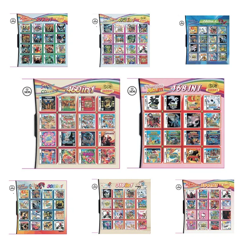 Cartes de vœux 3DS NDS Carte de jeu Carte combinée 510 en 1 NDS Carte combinée NDS Cassette 482 IN1 208 500 230721