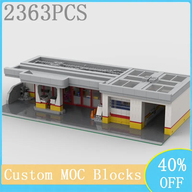 Action Toy Figures Custom City Säljer Street View Block Model MOC Modular Gas Station Diy Creative Idea Children S Toys Birthday Present 230721