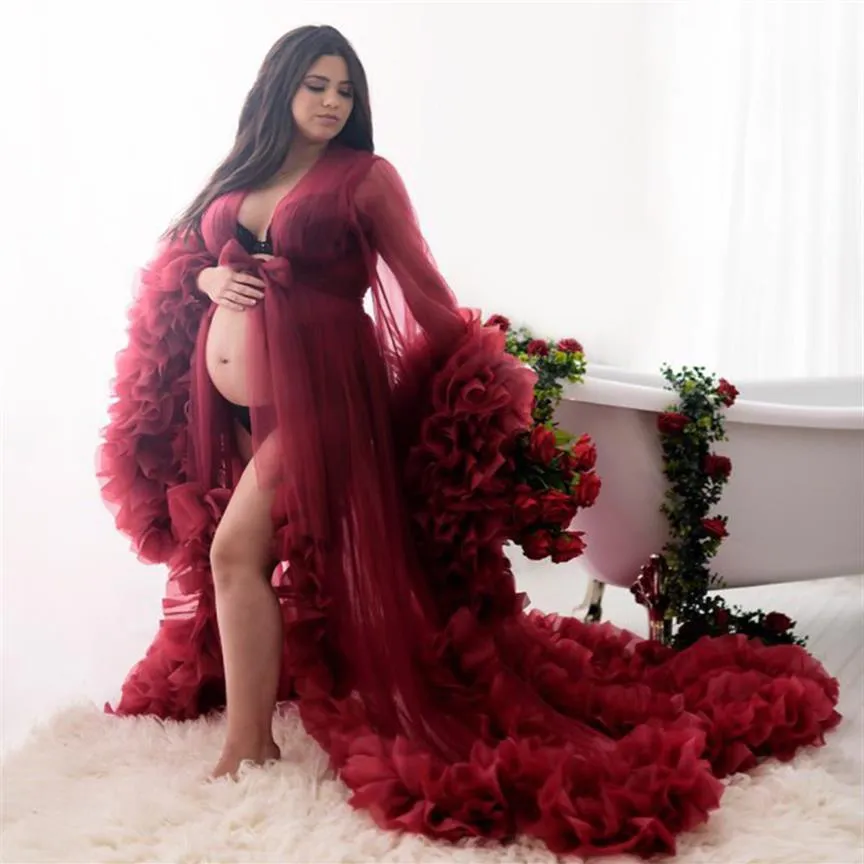 Maternity Dress for Poshoot or Babyshower Maternity Evening Gowns Designer Shooting Dress Long Sleeves Prom Dress 2021240H