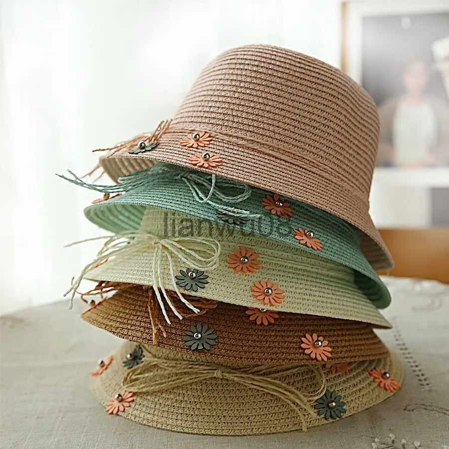 Caps Hats 2022 New Spring Summer Flower Girls Fisherman Hat Outdoor UV Bucket Hat Kids Sun Caps Toddler Sunscreen Cap x0810