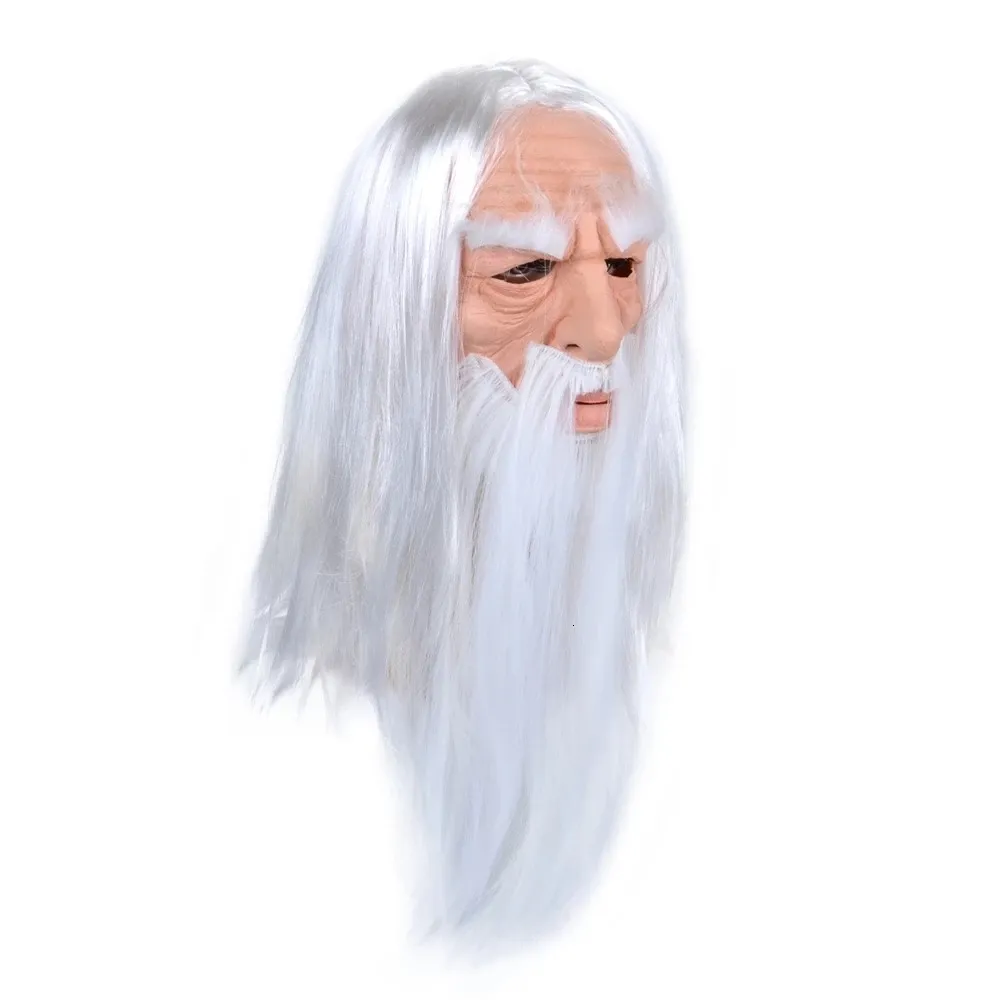 Maschera Di Babbo Natale In Lattice Con Barba Bianca, A Faccia Intera – Per Bambini E Adulti, Perfetta Per Feste E Carnevali