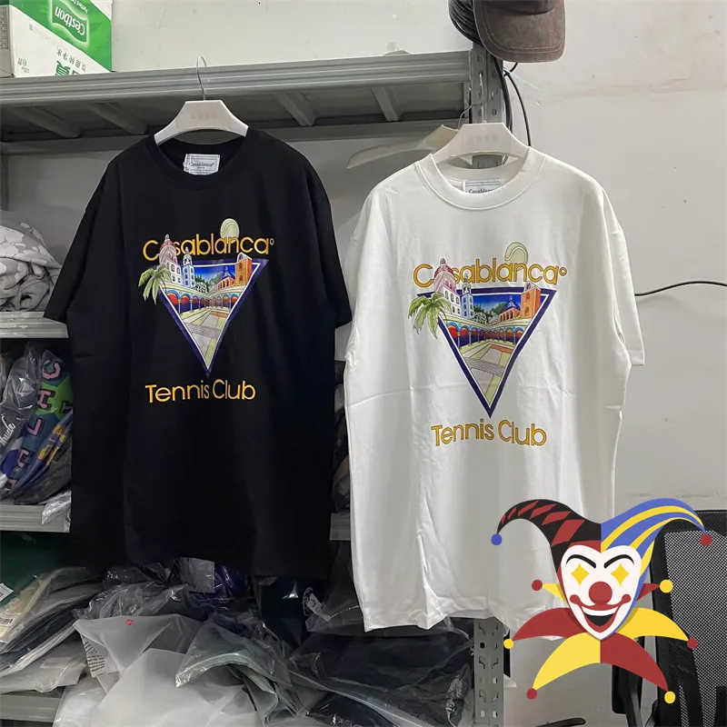 メンズTシャツカサブランカテニスクラブTシャツレディーストップカジュアルショートスリーブリバーストライアングル230720