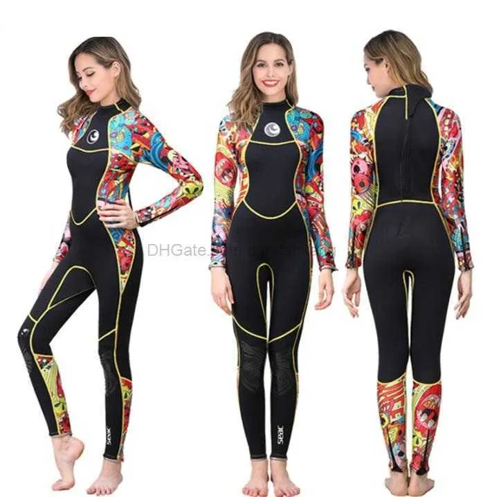 3mm Neoprene Wetsuit Women Full Suit Scuba Diving Surfing Swimming Thermal Swimsuit Rash Guard girls water sports Snorkeling one piece wetsuits