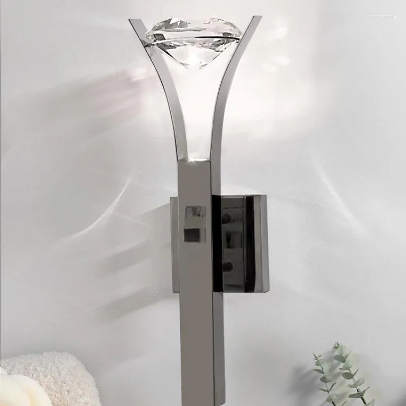 Luminária de parede luxo cristal quarto cabeceira decoração de diamante de alta qualidade sala de estar tv fundo